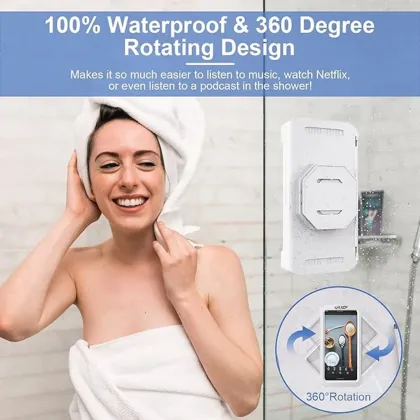 Waterproof 360 Degree Shower Mobile Phone Holder Antifog Wall Mounted Touchable Shower Phone Holder