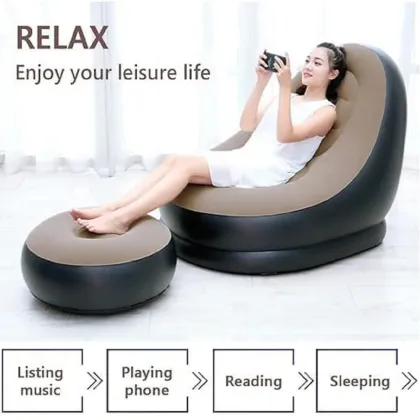 Inflatable Lounge Chair Inflatable Sofa Chair with Footrest Foldable Air Couch Sofa Air Sofa