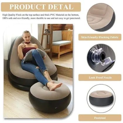 Inflatable Lounge Chair Inflatable Sofa Chair with Footrest Foldable Air Couch Sofa Air Sofa