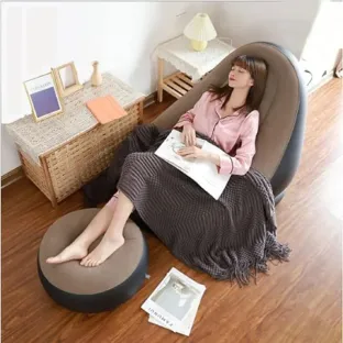 Inflatable Lounge Chair Inflatable Sofa Chair with Footrest Foldable Air Couch Sofa Air Sofa