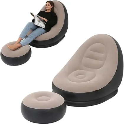 Inflatable Lounge Chair Inflatable Sofa Chair with Footrest Foldable Air Couch Sofa Air Sofa