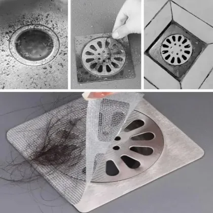 Shower Drain Hair Catcher Mesh Sticker Disposable Shower Drain Hair Catcher - 10 Pieces